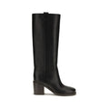 Stivali alti in pelle con monile