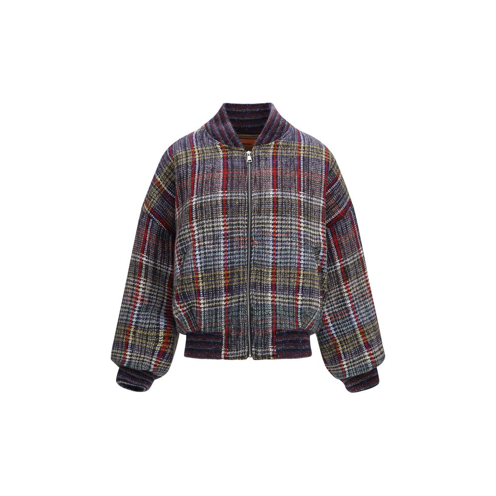 Caperdoni check-pattern wool bomber jacket