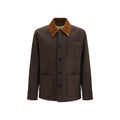 Giacca in lana con colletto in suede