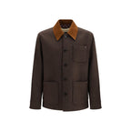 Giacca in lana con colletto in suede