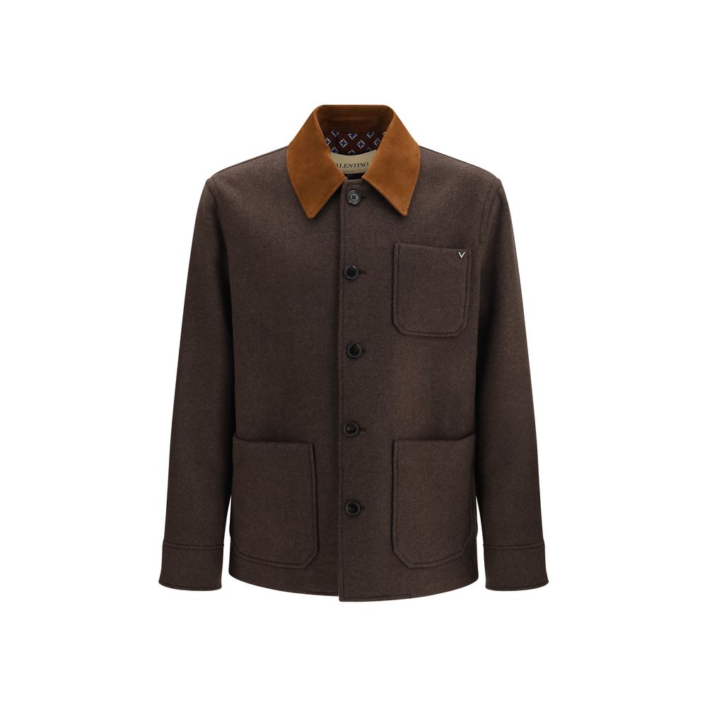 Giacca in lana con colletto in suede