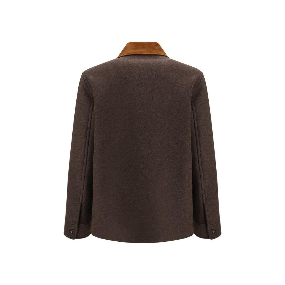 Giacca in lana con colletto in suede