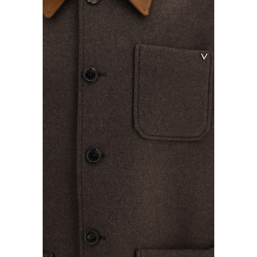 Giacca in lana con colletto in suede
