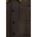 Giacca in lana con colletto in suede