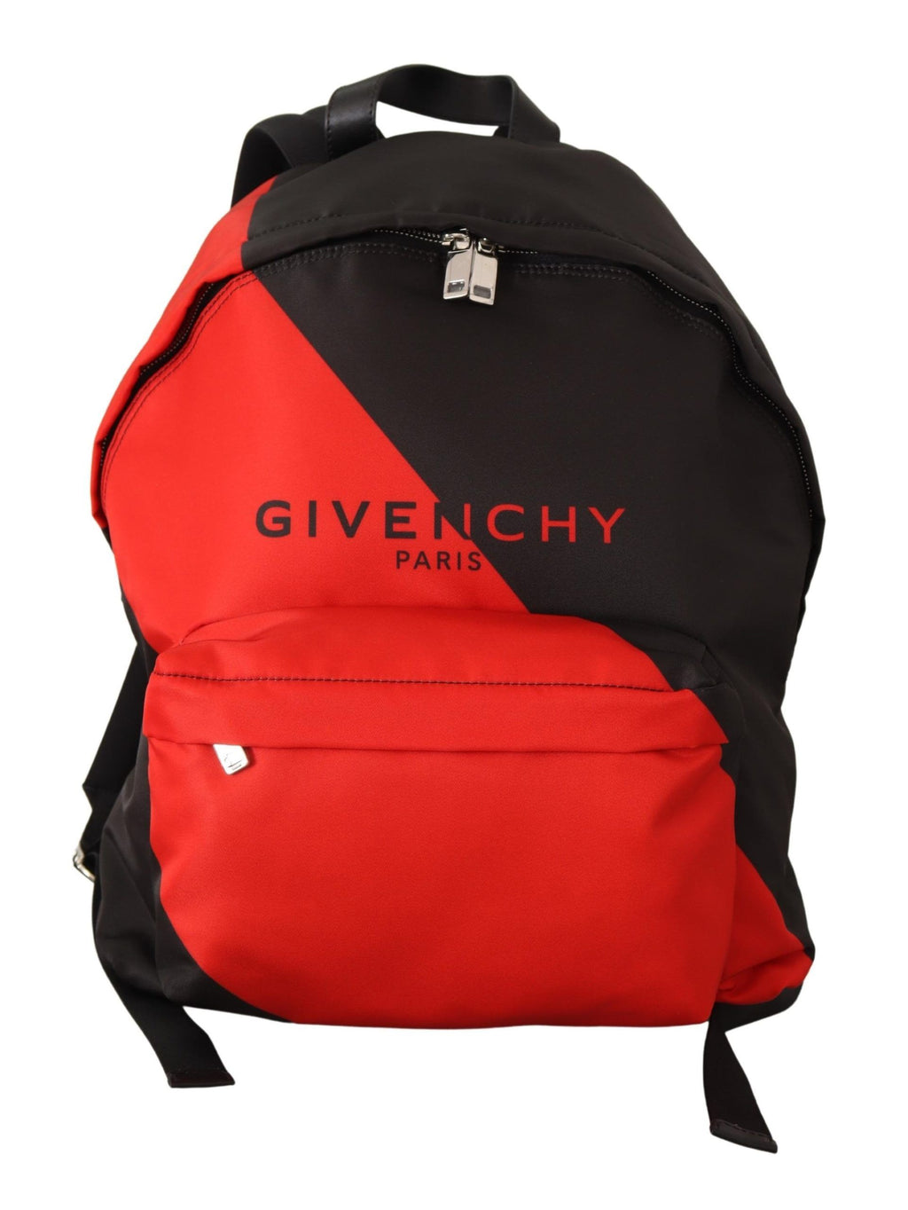Red and black nylon urban backpack
