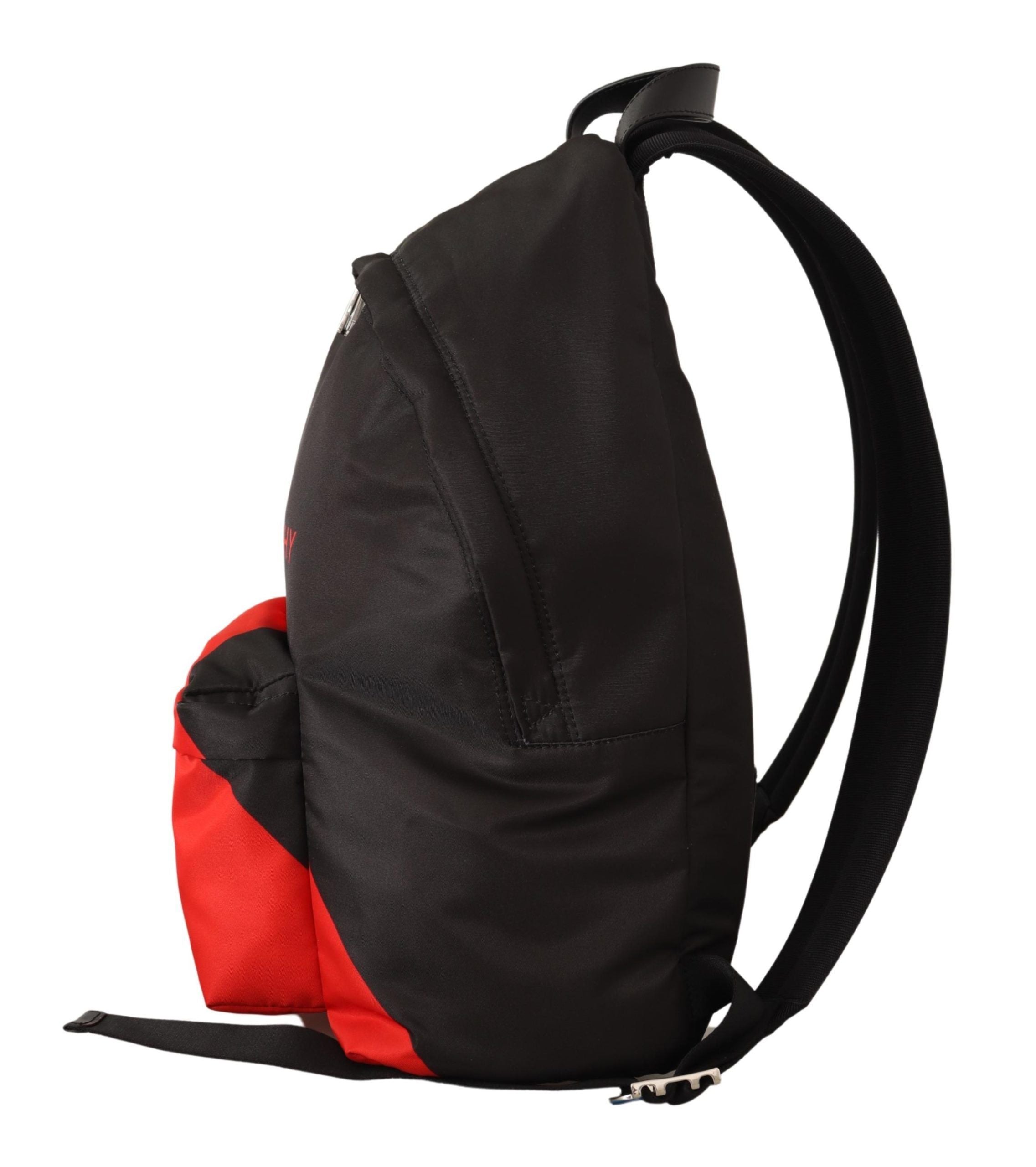 Red and black nylon urban backpack