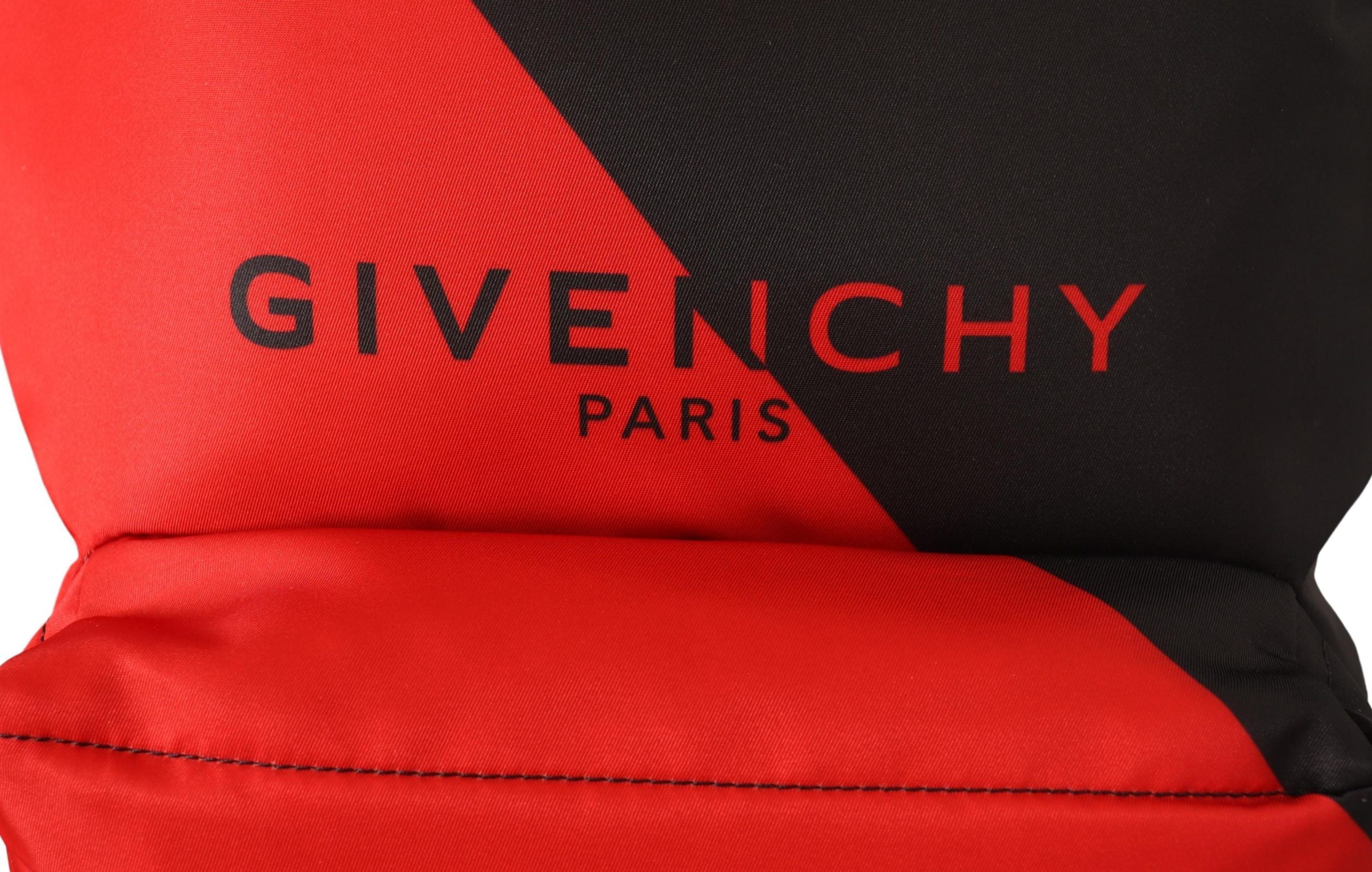 Red and black nylon urban backpack