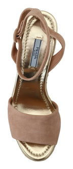 Pink Suede Ankle Strap Heels