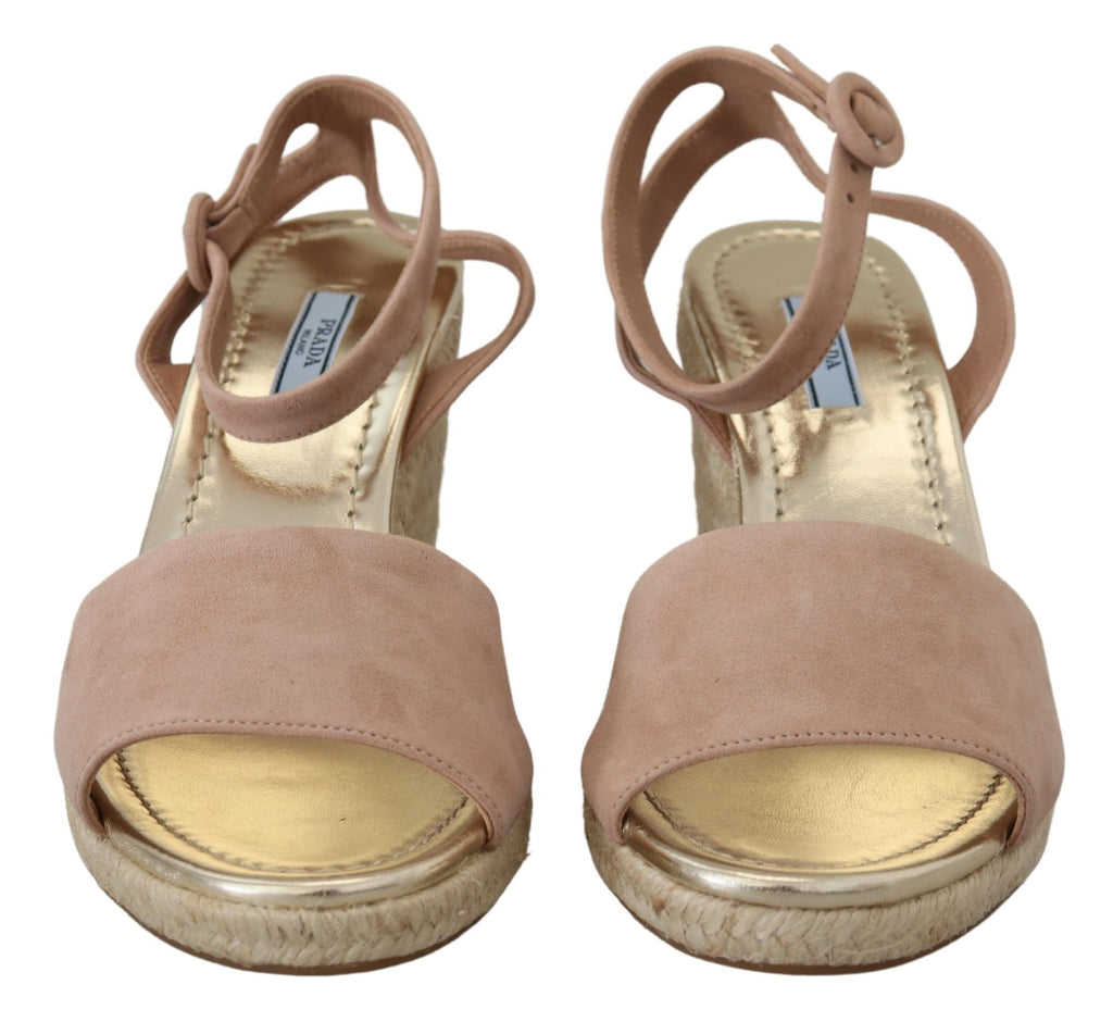 Pink Suede Ankle Strap Heels