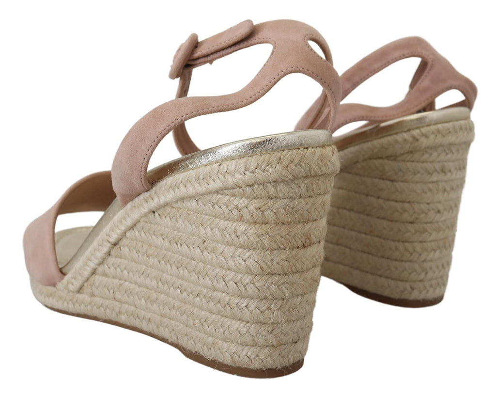 Pink Suede Ankle Strap Heels