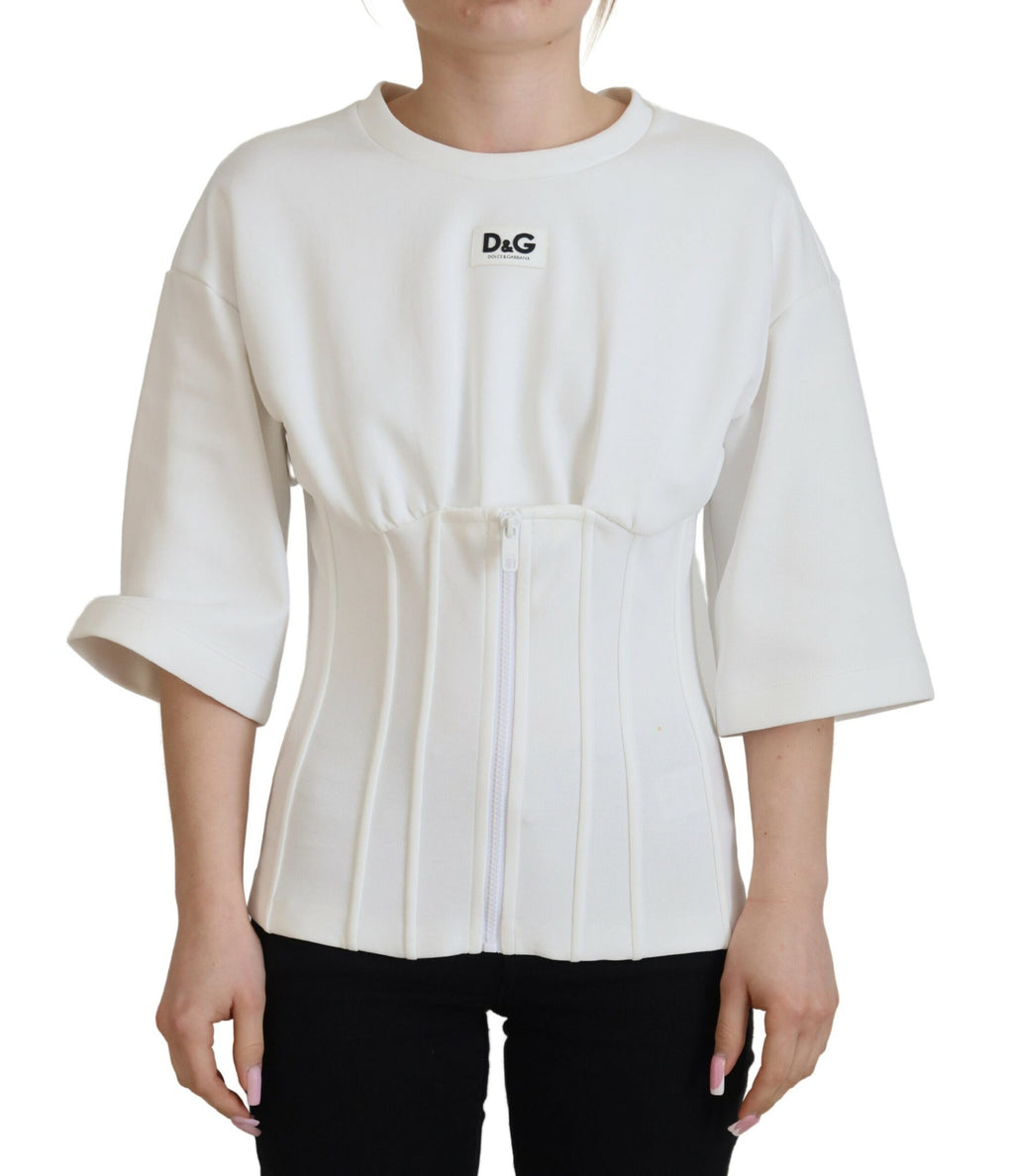 White stretch cotton corset t-shirt