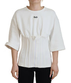 White stretch cotton corset t-shirt
