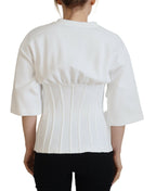 White stretch cotton corset t-shirt