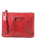 Red exotic leather shoulder bag