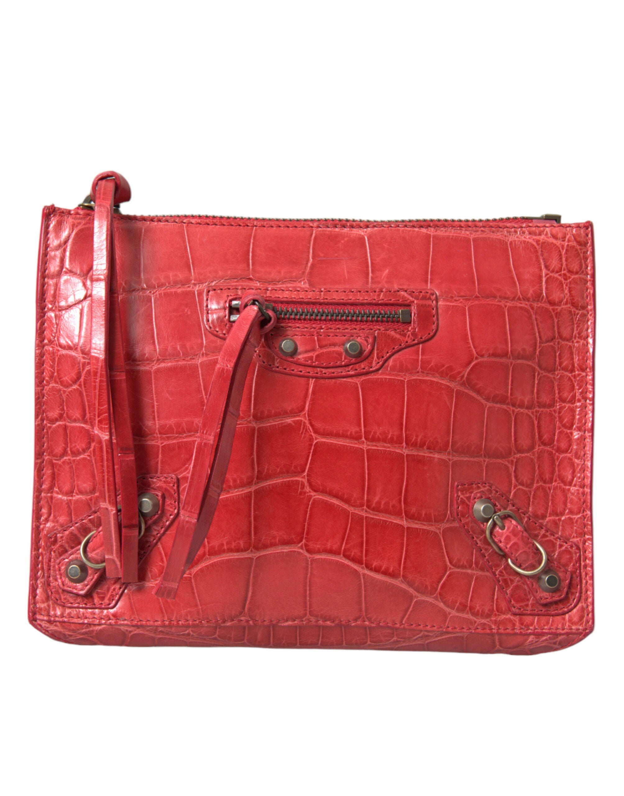 Borsa a tracolla in pelle esotica rossa