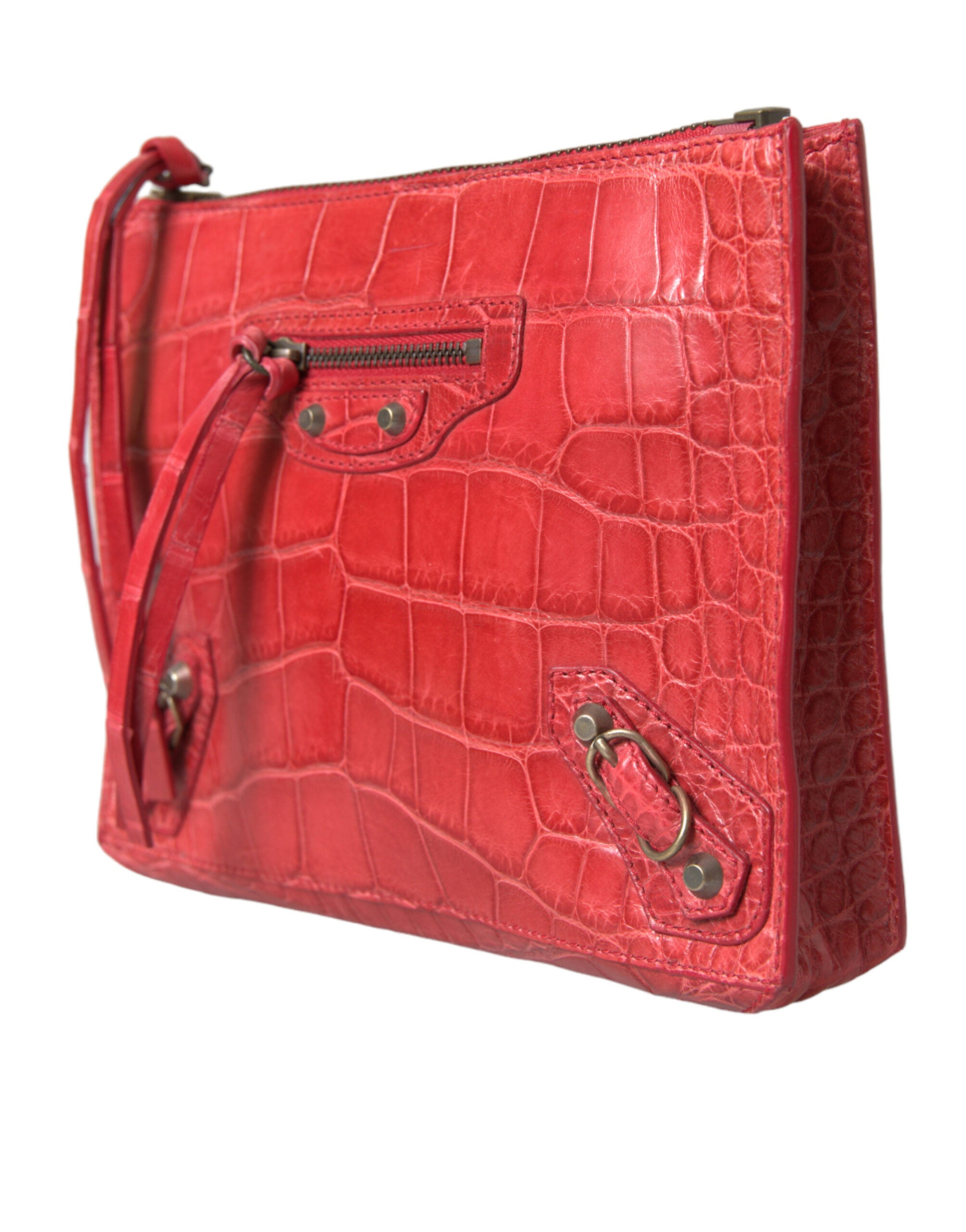 Borsa a tracolla in pelle esotica rossa
