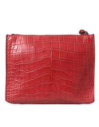 Red exotic leather shoulder bag