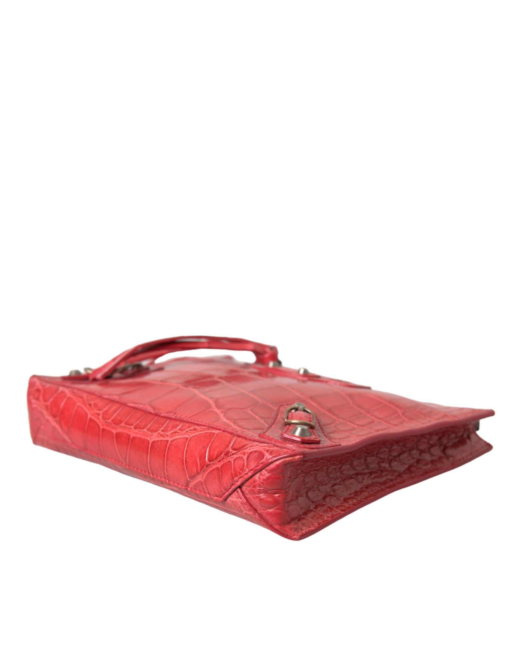 Borsa a tracolla in pelle esotica rossa