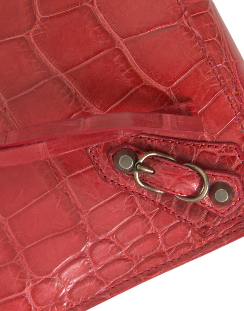 Red exotic leather shoulder bag
