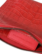 Red exotic leather shoulder bag