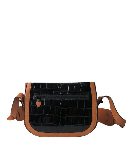 Black and brown exotic leather shoulder bag