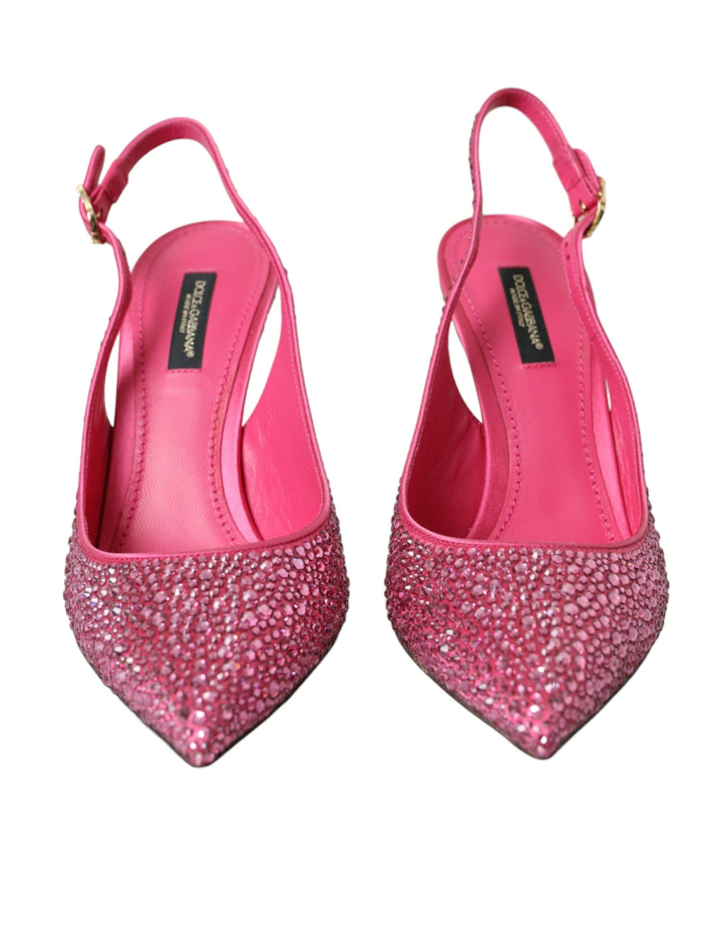 Scarpe décolleté rosa con cinturino alla caviglia e cristalli