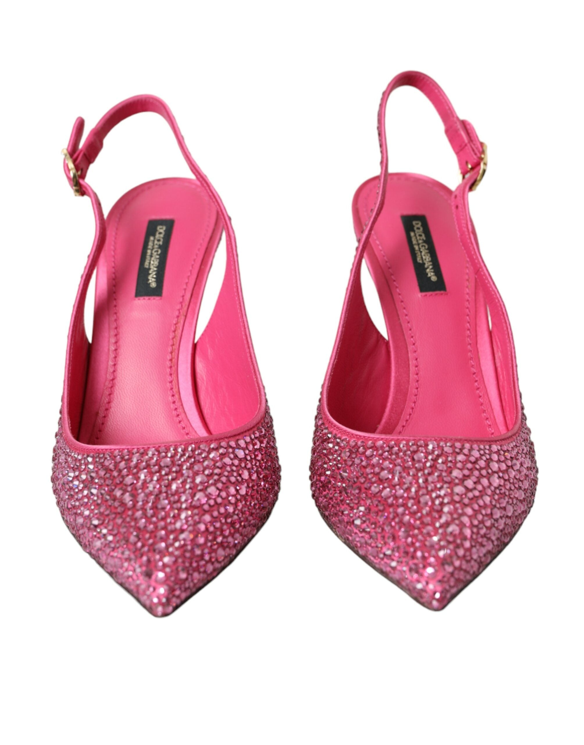 Scarpe décolleté rosa con cinturino alla caviglia e cristalli