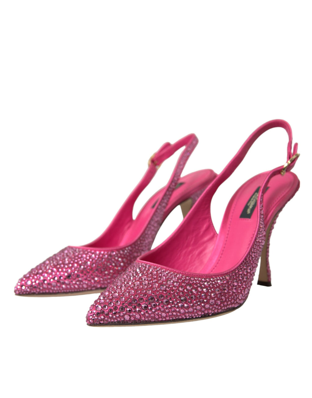 Scarpe décolleté rosa con cinturino alla caviglia e cristalli