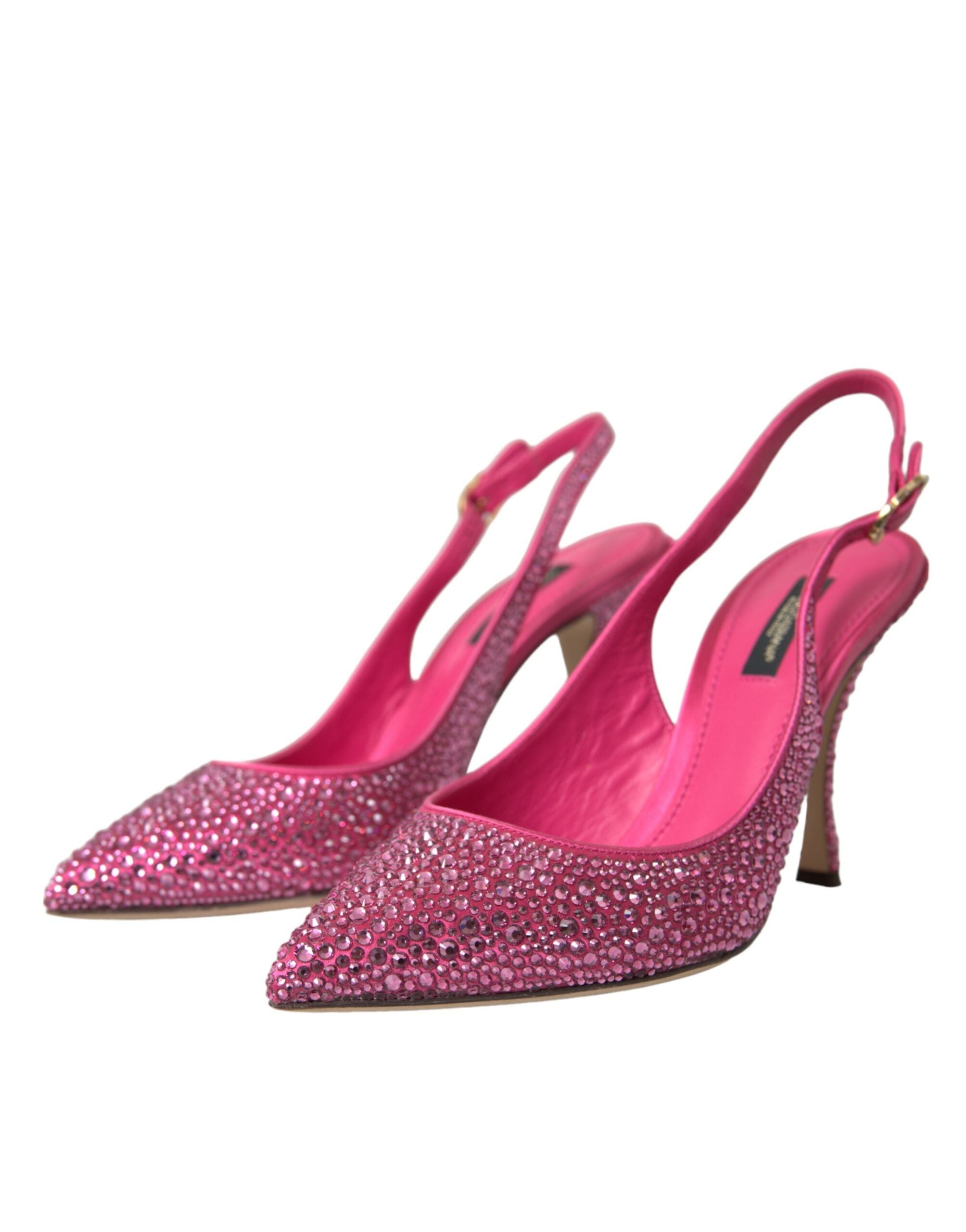 Scarpe décolleté rosa con cinturino alla caviglia e cristalli