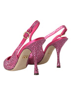 Scarpe décolleté rosa con cinturino alla caviglia e cristalli
