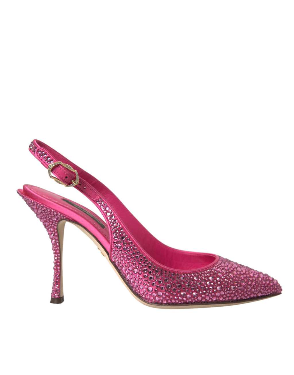Scarpe décolleté rosa con cinturino alla caviglia e cristalli