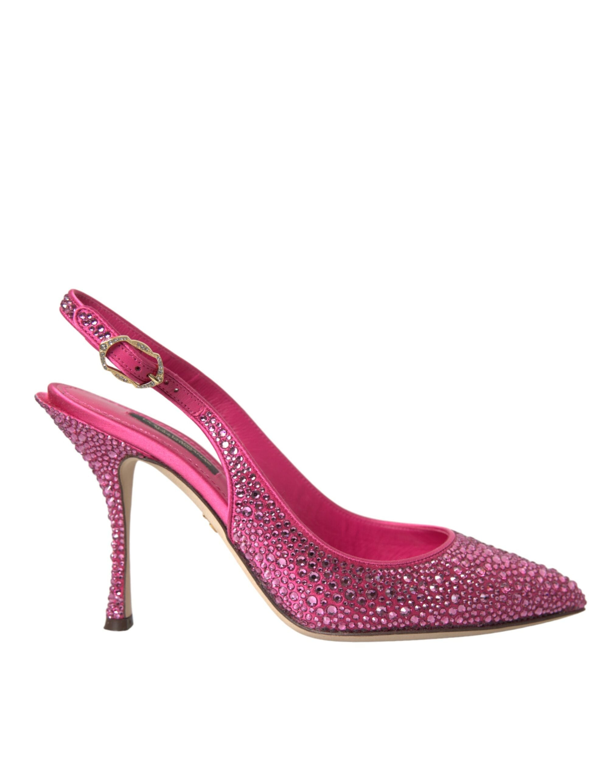 Scarpe décolleté rosa con cinturino alla caviglia e cristalli