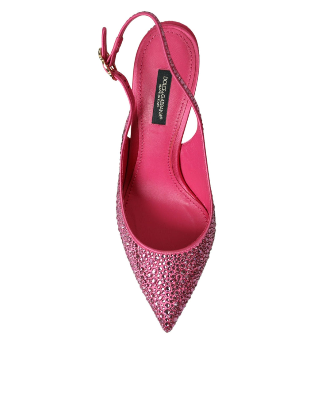Scarpe décolleté rosa con cinturino alla caviglia e cristalli