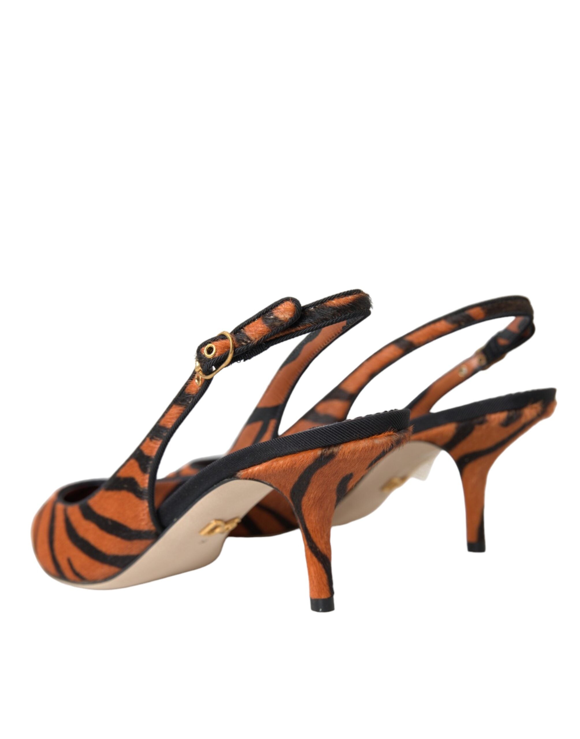Scarpe in pelle zebrata nera e arancione