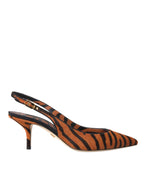 Scarpe in pelle zebrata nera e arancione