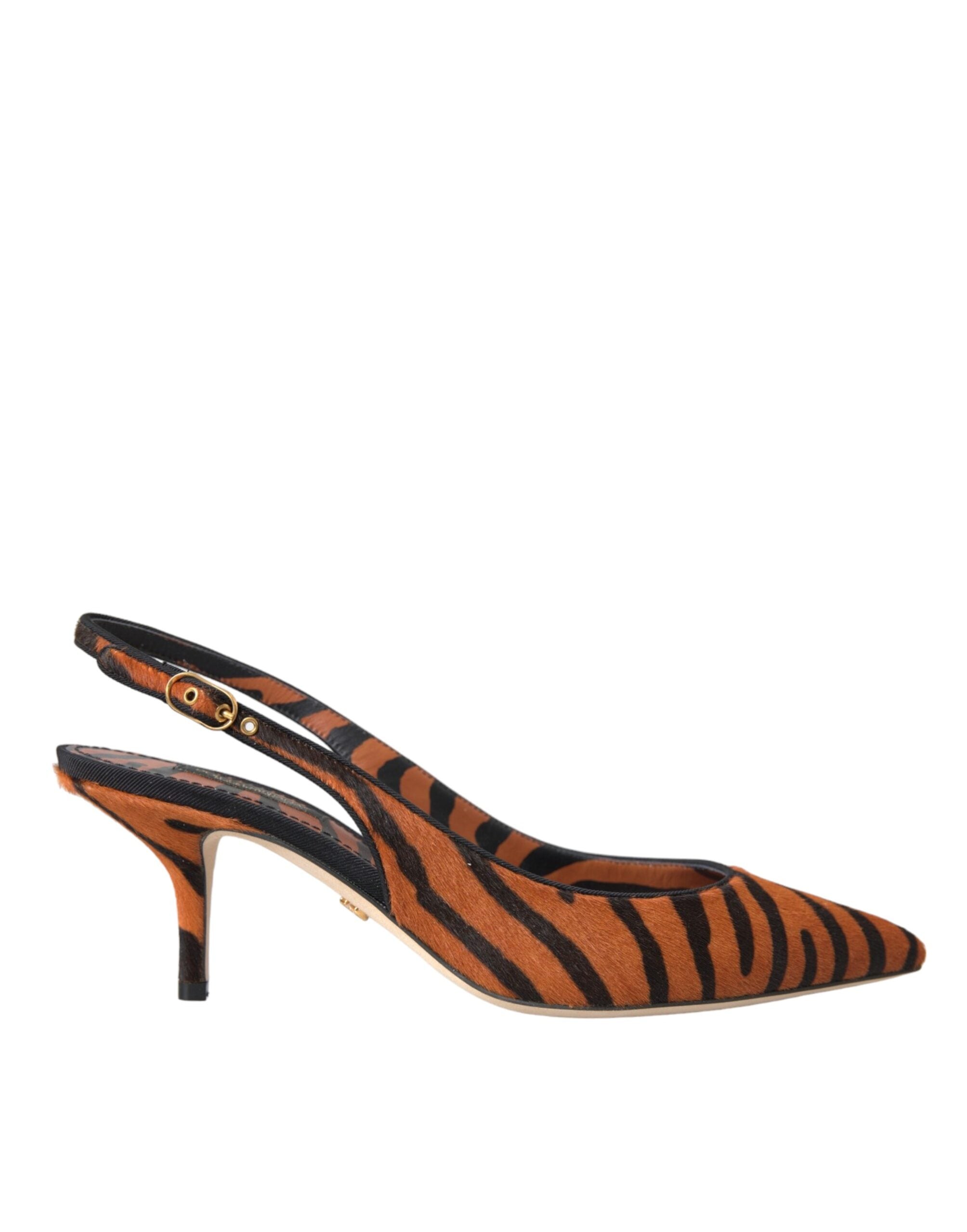 Scarpe in pelle zebrata nera e arancione