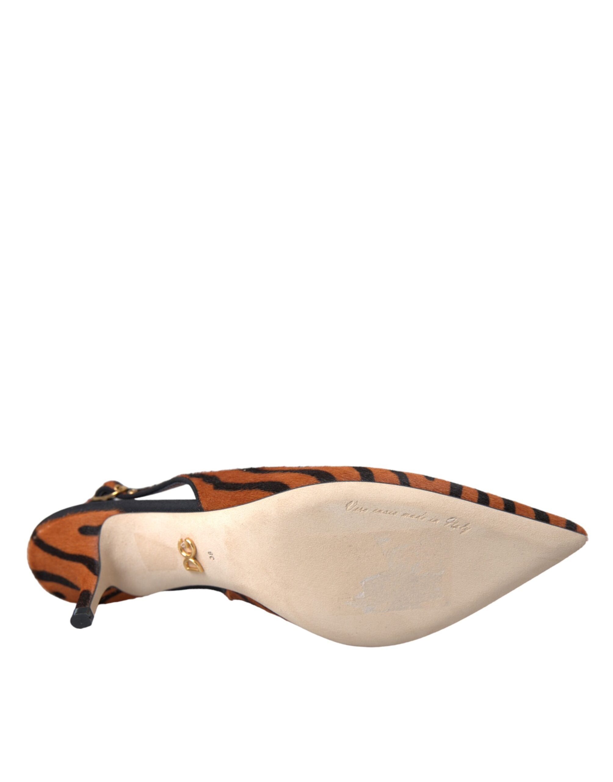 Scarpe in pelle zebrata nera e arancione