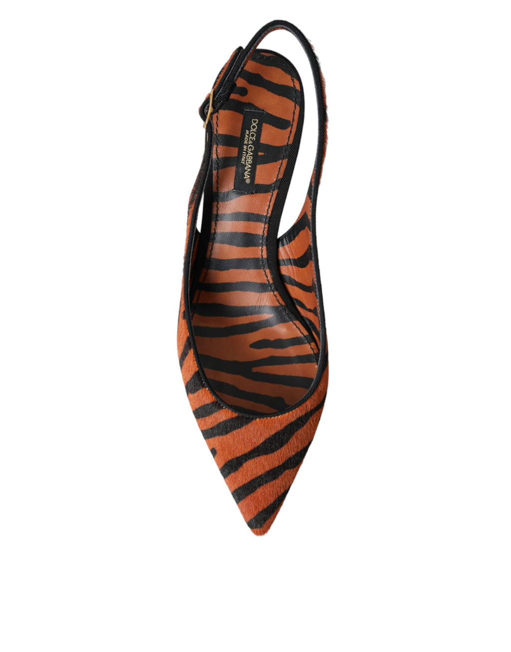 Scarpe in pelle zebrata nera e arancione