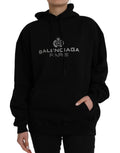 Felpa con cappuccio nera in cotone con logo