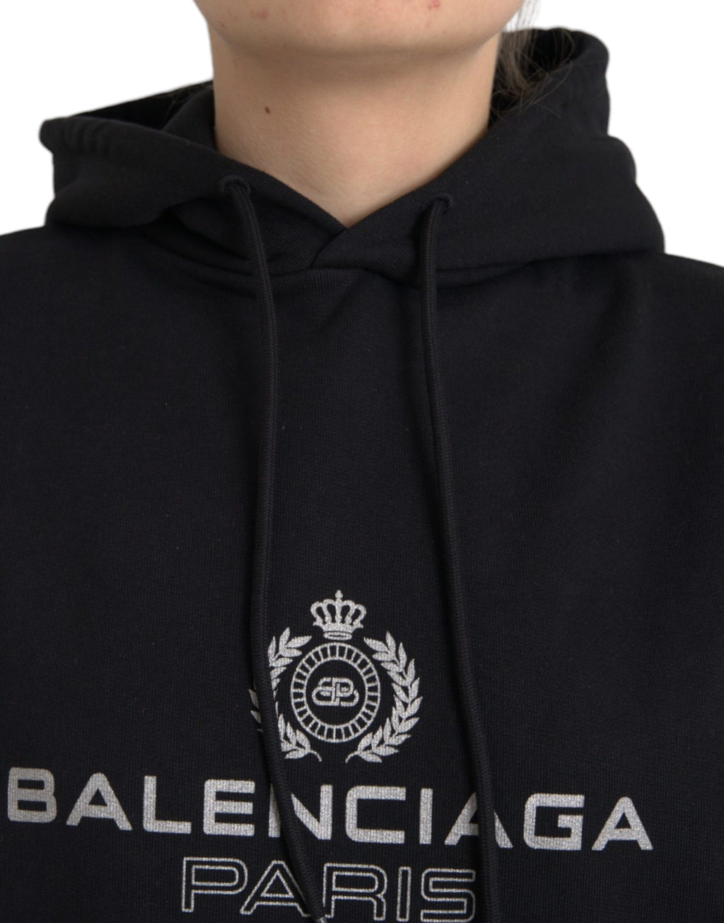Felpa con cappuccio nera in cotone con logo