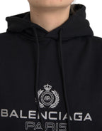 Felpa con cappuccio nera in cotone con logo