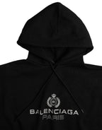 Felpa con cappuccio nera in cotone con logo