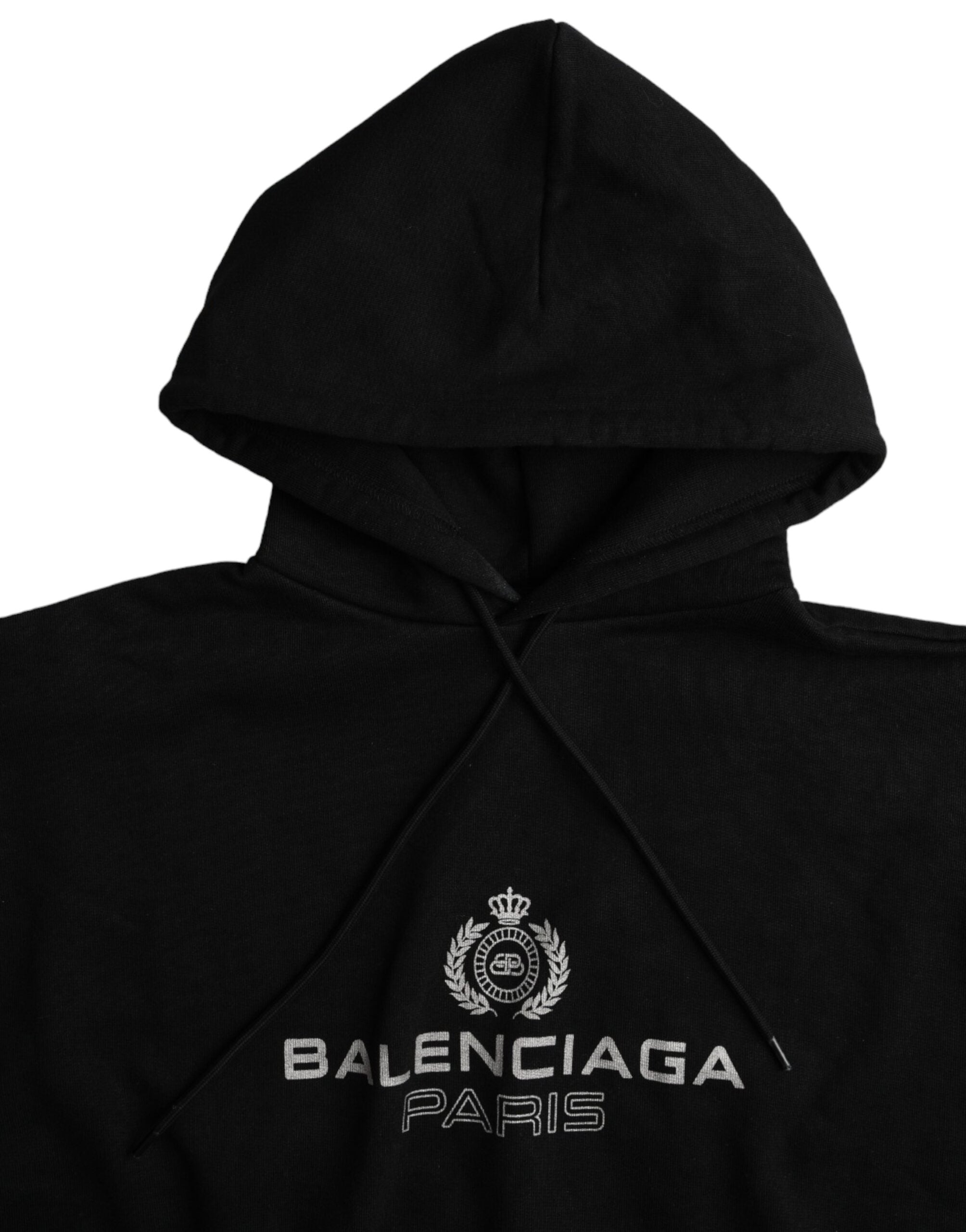 Felpa con cappuccio nera in cotone con logo