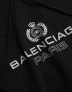 Felpa con cappuccio nera in cotone con logo