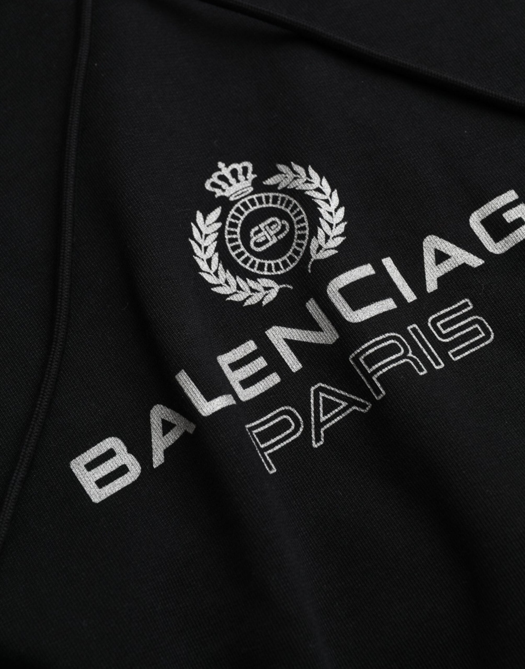 Felpa con cappuccio nera in cotone con logo