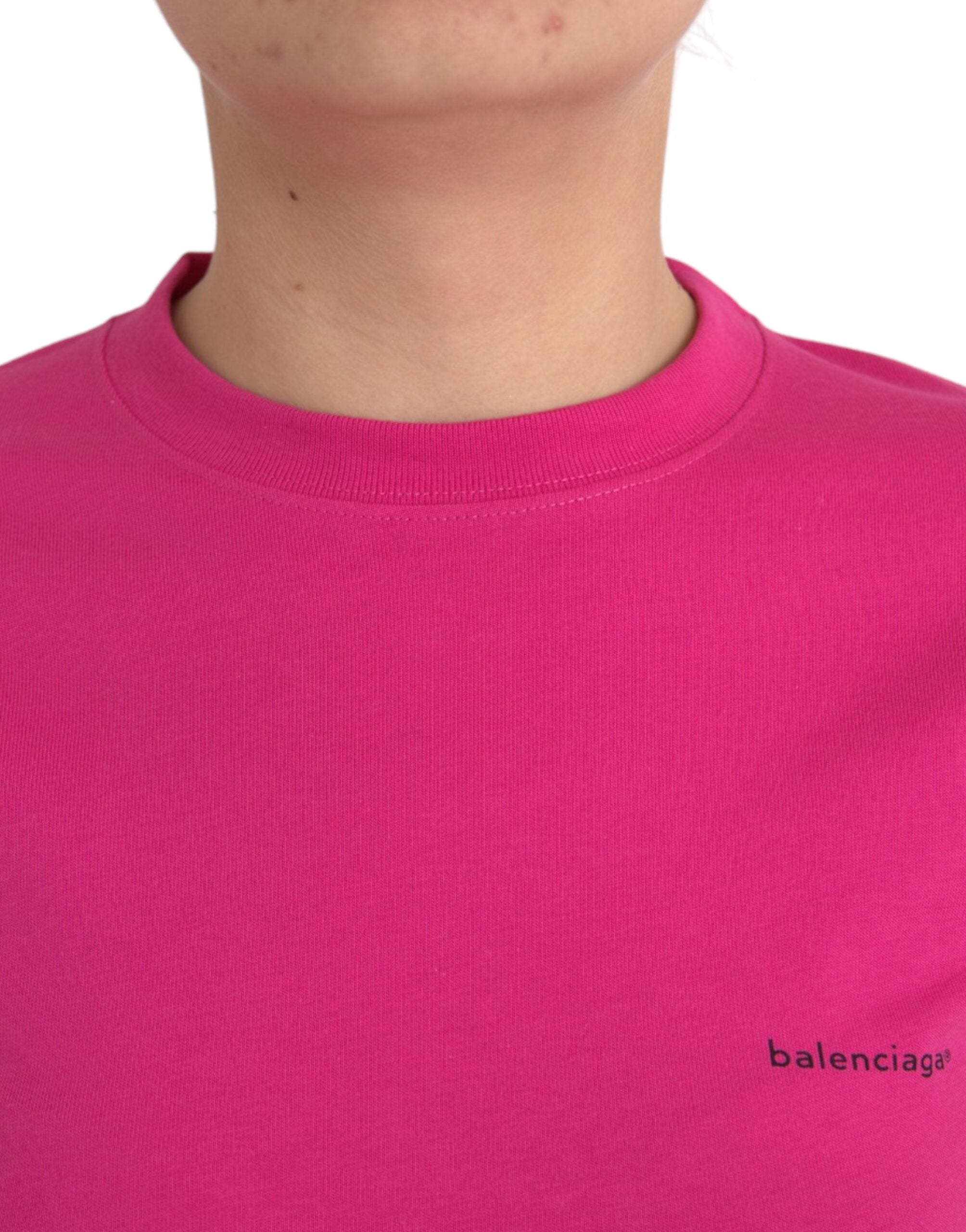 Maglietta rosa in cotone a maniche corte con collo rotondo