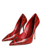 Red high-heeled pumps