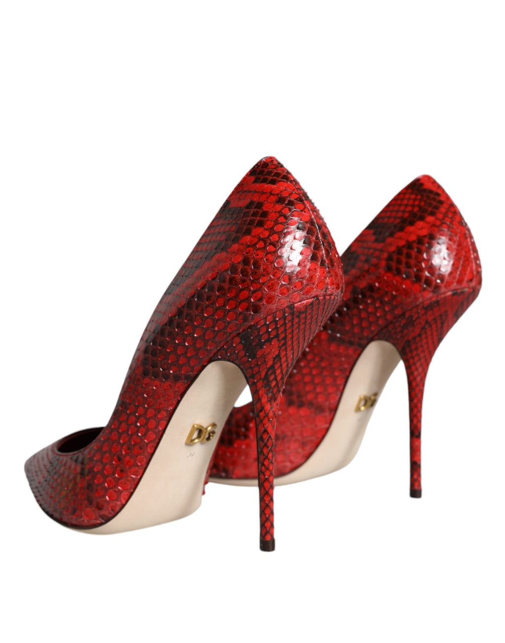 Red high-heeled pumps