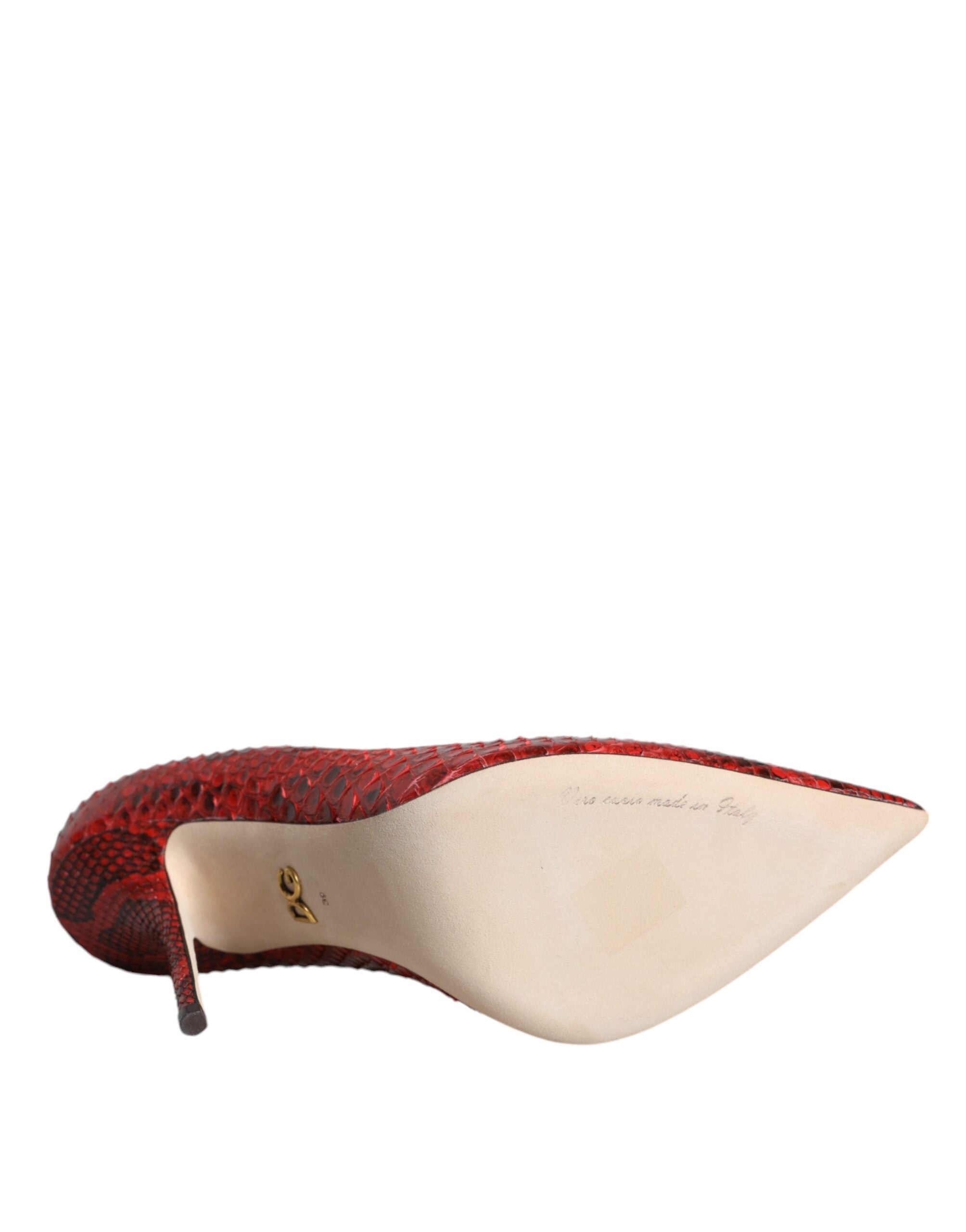 Red high-heeled pumps