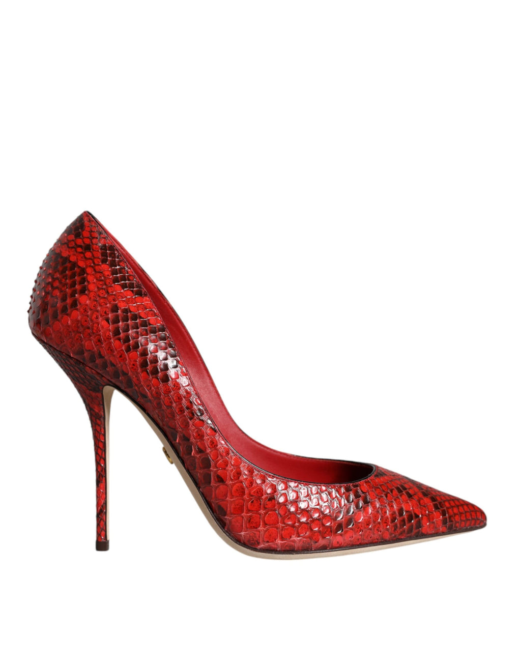 Red high-heeled pumps
